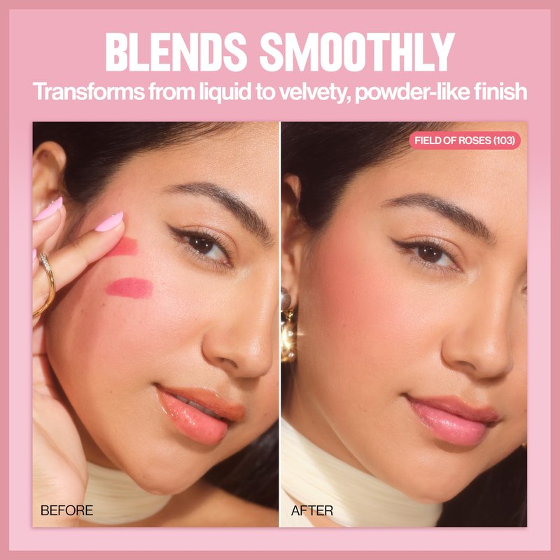 Revlon Glimmer Blush Drops, Liquid Blush for Cheeks, Liquid to Velvety Powder Finish, Glowy, High Pigment, 102 Pink It Over, 0.32 fl oz
