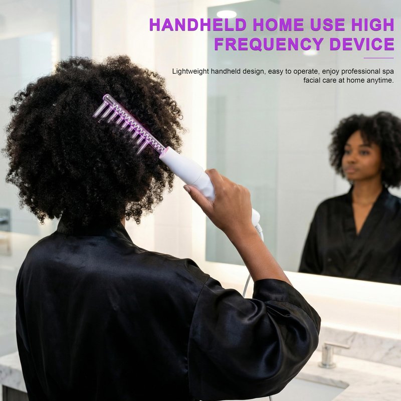 Hi Frequency Facial Care Tool Skin Tonning Device with 7 Electrode Tubes 2 Colors Options Elitzia ETSC640NP (Purple)