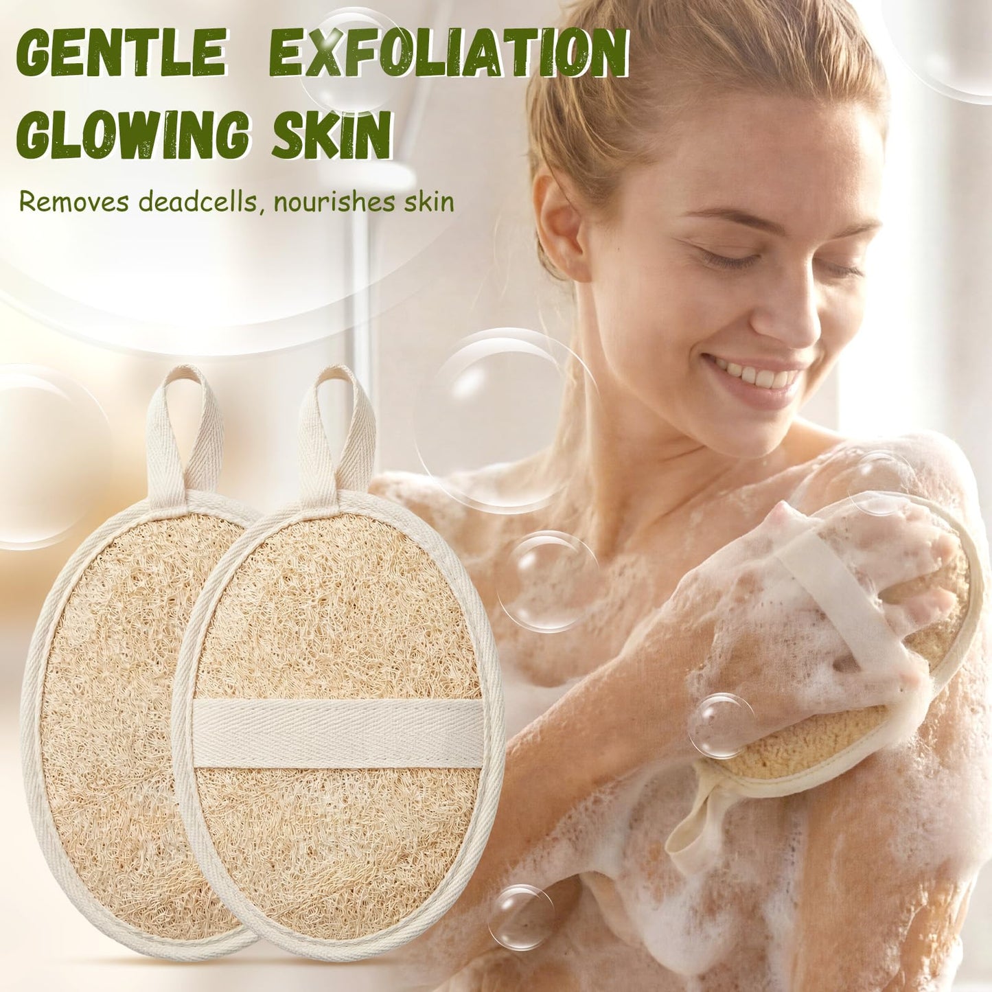 Mifoci 6 Pack Natural Exfoliating Loofah Double-Sided Pad Body Scrubber Bath Shower Loofah 100% Plant-Based Shower Luffa Sponge Pad Close to Skin for Women Men Spa Face Body Bath