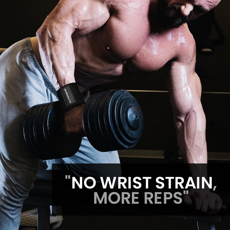 OUTRAGEAR 18" OG-Grade Wrist Wraps for Weightlifting – Heavy Duty Wrist Support with Thumb Loop & Lockdown Strap – Wrist Straps for Powerlifting, Bench Press & Gym Training(Classic Black)