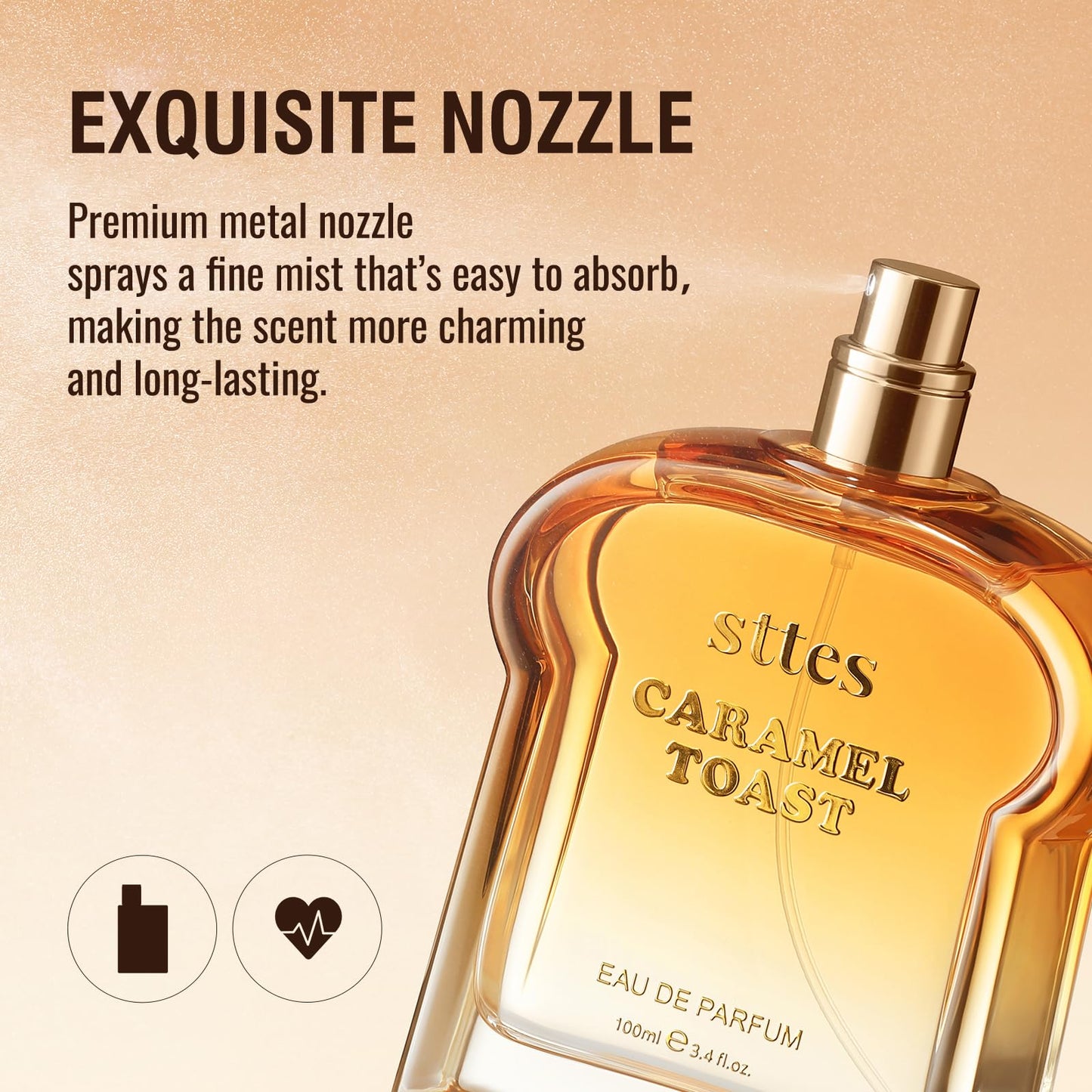 Sttes Caramel Toast Eau de Parfum, Warm Gourmand Fragrance with Vanilla, Coffee, Chocolate Notes, 100ml