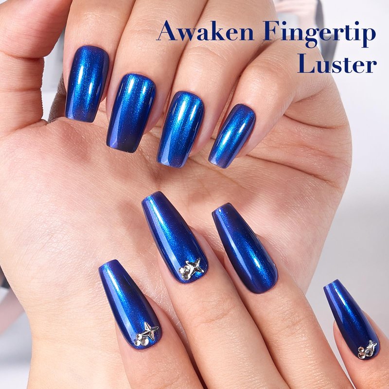 COSMOO Royal Blue Nail Polish 12ml, Shimmer Cobalt Blue Quick Dry Nail Lacquer, High Glossy Super Lustrous Nail Enamel Polish, Iridescent Ultrachrome Art Varnish, 0.41 fl oz