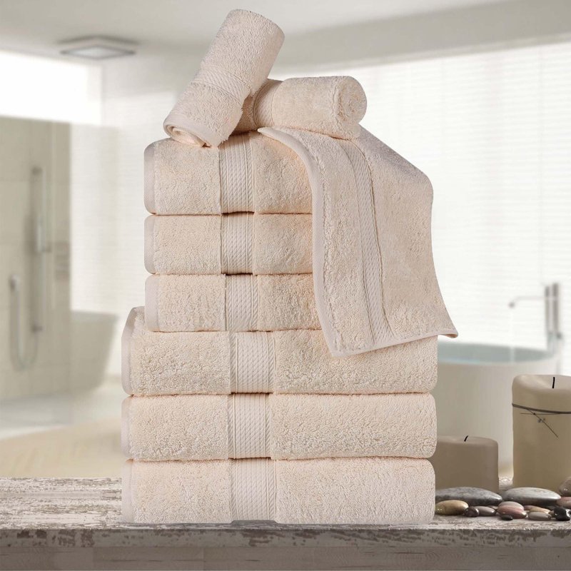 Superior Egyptian Cotton 800 GSM Plush & Absorbent, 9 Piece Set, Cream