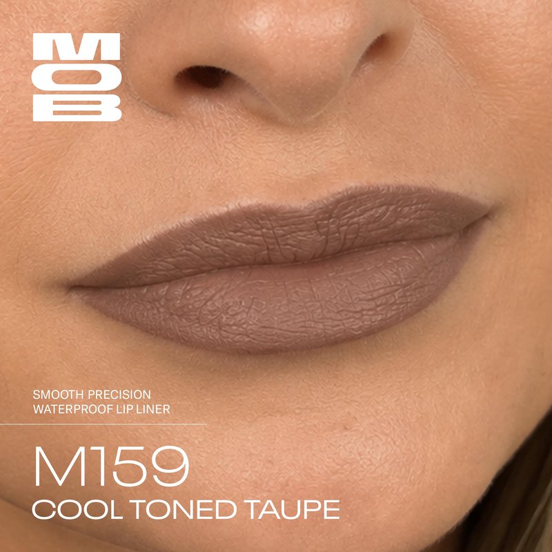MOB Beauty Smooth Precision Waterproof Lip Liner, M159 Cool-Toned Taupe, 100% Natural Formula Long-Wearing Lip Pencil, Taupe Lip Liner, Plastic-Free, Vegan, Cruelty Free