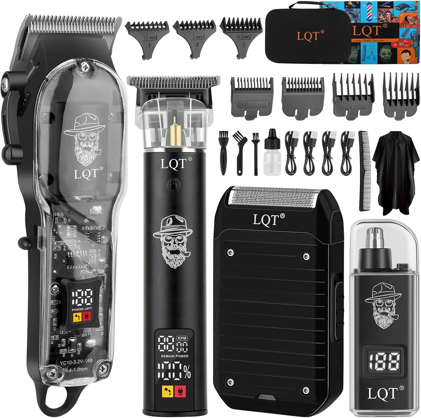 Skiennix Professional Barber Kit - Cordless Hair Clipper & Beard Trimmer Set | LED Display, Home Grooming Tools