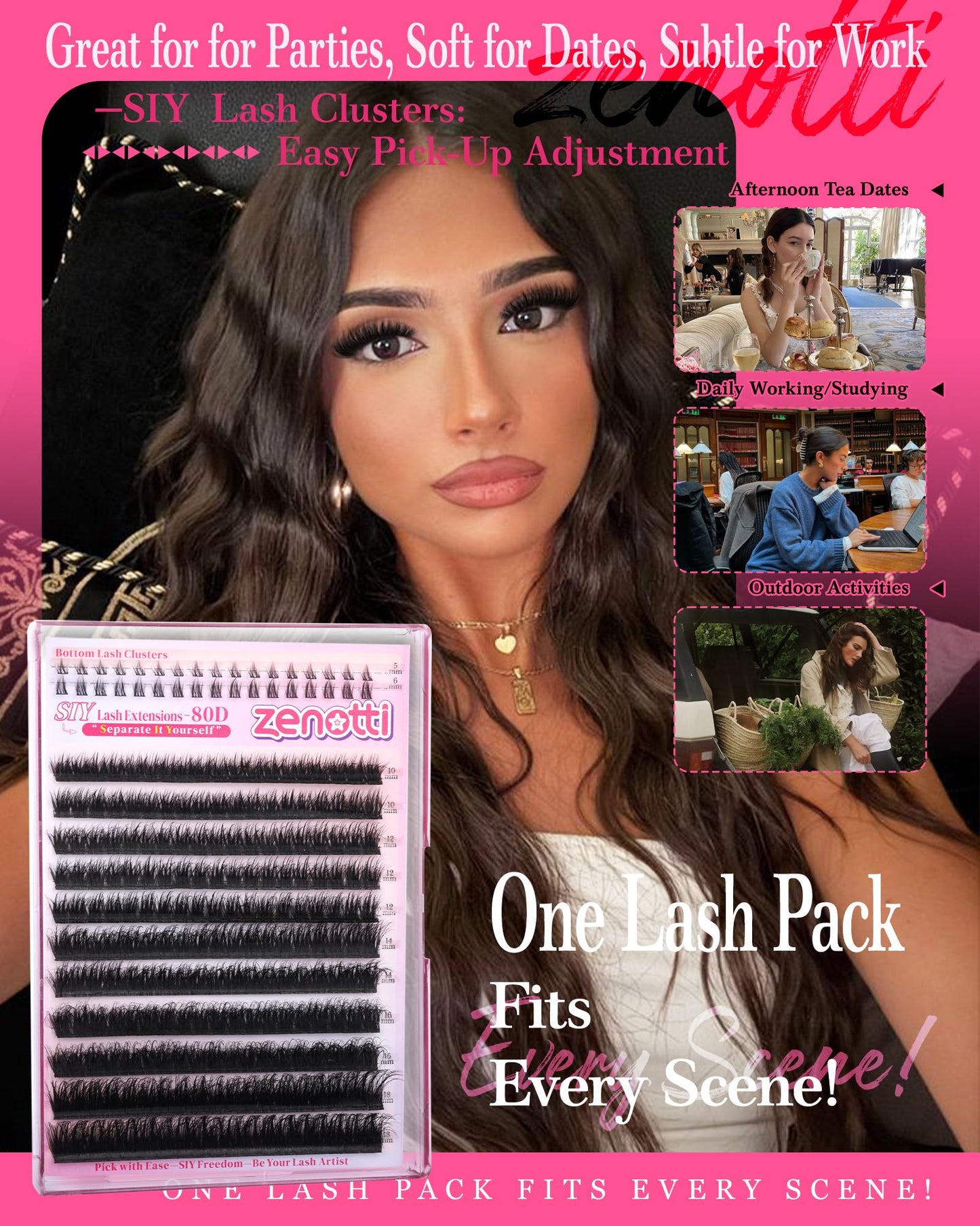 Volume Lash Clusters Wispy Cluster Eyelash Extensions Thick Eyelash Clusters with Bottom Lashes 80D Individual Lashes D Curly Lashes Extension DIY at Home 5-18mm by zenotti