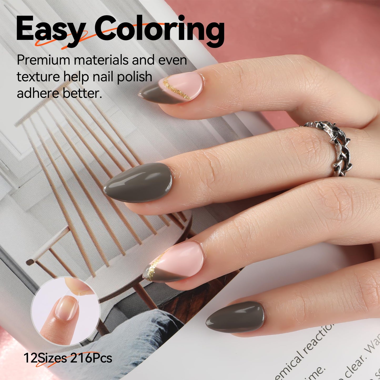 UNA GELLA Short Almond Nail Tips Pre-shape Short Almond Gel Nail Tips 216pcs Press on Nails 12 Sizes Soft Gel Acrylic Clear Fake Full Cover for Nails Extension Home DIY Salon