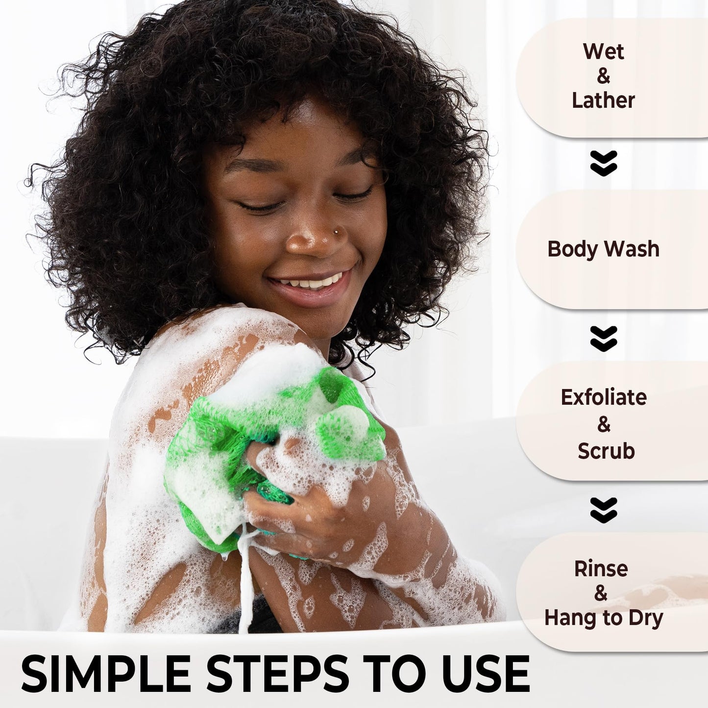 African Net Sponge Authentic - Afro Scrub Exfoliating Net Sponges with Knots - Real African Bath Sponge Washcloth for Shower - Body Exfoliator Scrubber (Green&Seawave, Count, 2.0)