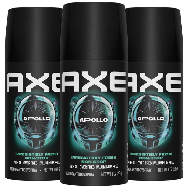 AXE Travel Deodorant, Body Spray, Apollo, 3-Pack – 48H High-Definition Scent & Odor Protection, Sage & Cedarwood, Aluminum-Free, 1 Oz Ea