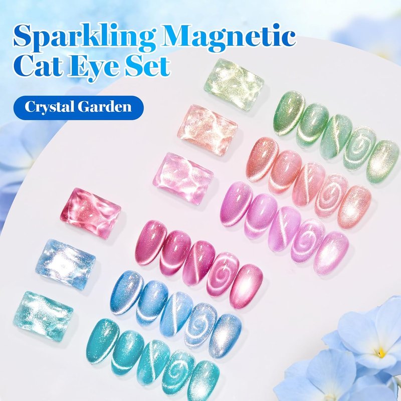 Beetles Cat Eye Gel Nail Polish Set - 6 Colors, 15ML | Glitter Magnetic Effect for DIY Manicure