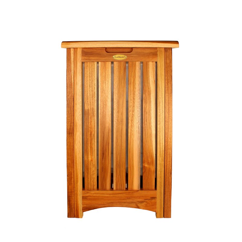 DecoTeak Solid Hamper in Natural Teak, 15 inch W x 12.5 inch D x 16 inch H