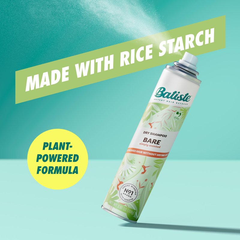 Batiste Dry Shampoo, Bare Fragrance, Refresh Hair and Absorb Oil Between Washes, Waterless Shampoo for Added Hair Texture and Body, 5.71 oz