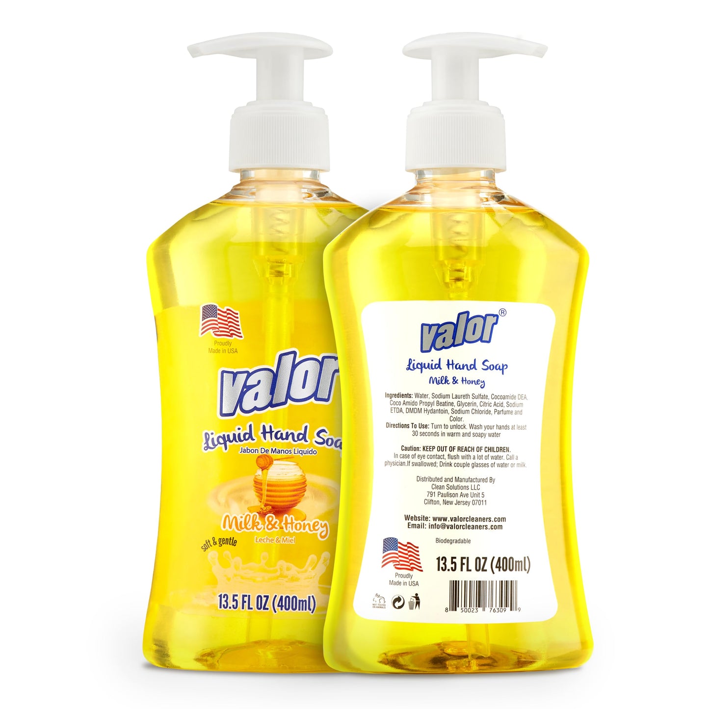 Valor Moisturizing Liquid Hand Soap, |Hand soap| Suitable for All Skin Types, Delightful Milk & Honey Scent, 13.5 Fluid Ounces (Pack of 6)