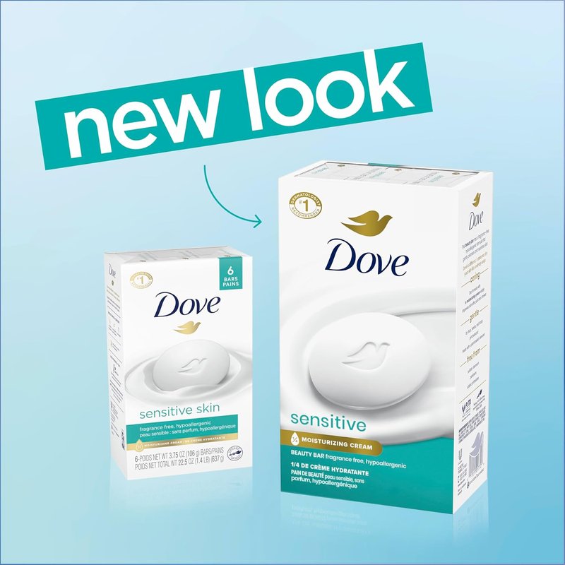 Dove Beauty Bar Soap - Sensitive Skin, Fragrance-Free & Hypoallergenic | 2 Count, 7.5 Ounce