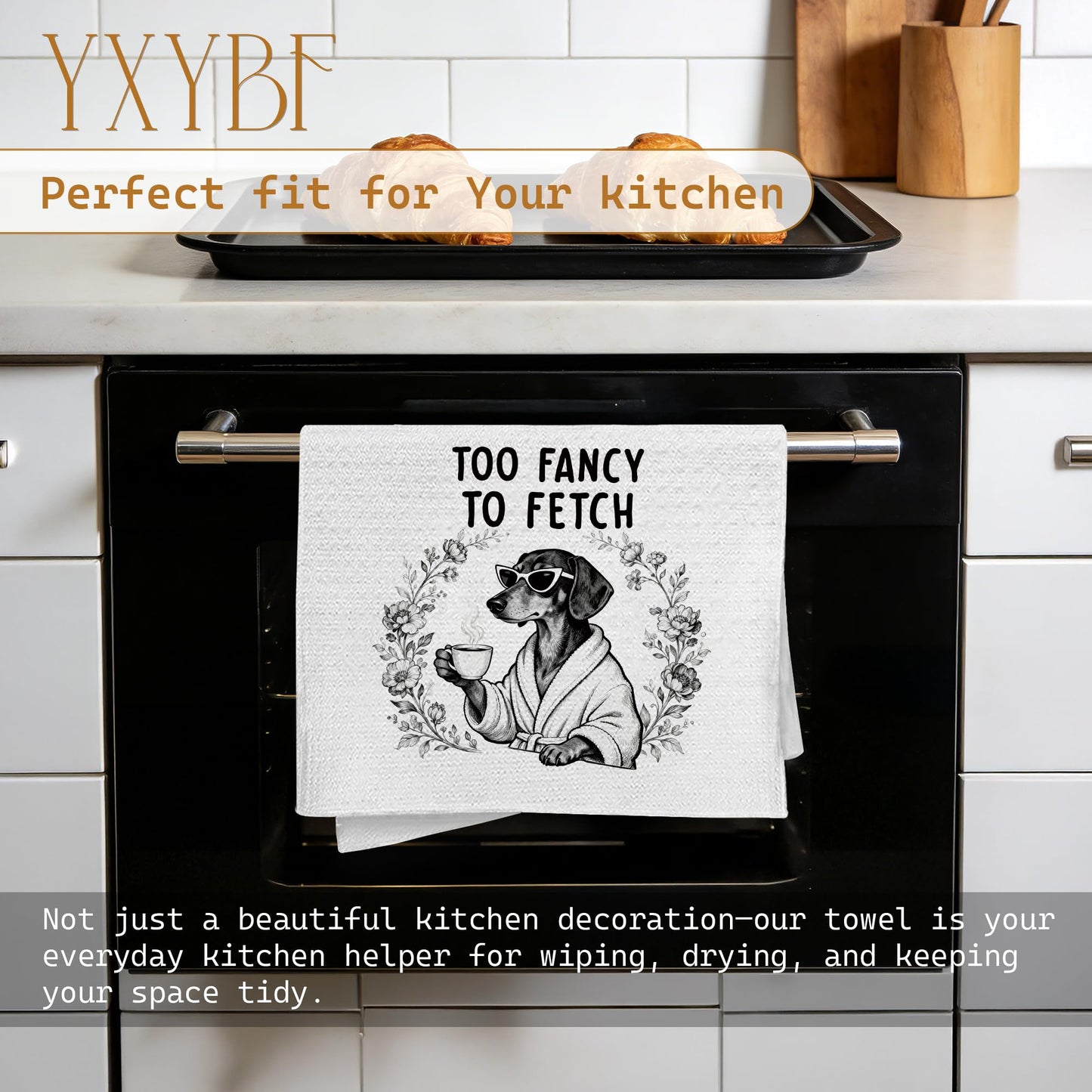 YXYBF Dachshund Gifts Hand Dish Tea Towels for Kitchen Bathroom Spa Decor 16x24 Inches, Weiner Dog Gifts for Women Men, Funny Coffee Dachshund Kitchen Towels Decorative