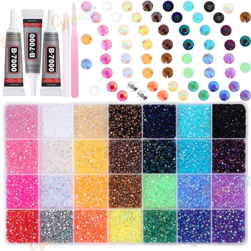 32000Pcs 3MM Colors Flatback Rhinestones for Bedazzling, Jelly Resin Rhinestones Gems, Colorful Gems Bedazzling for Crafting DIY Face Makeup Crafts Tumblers