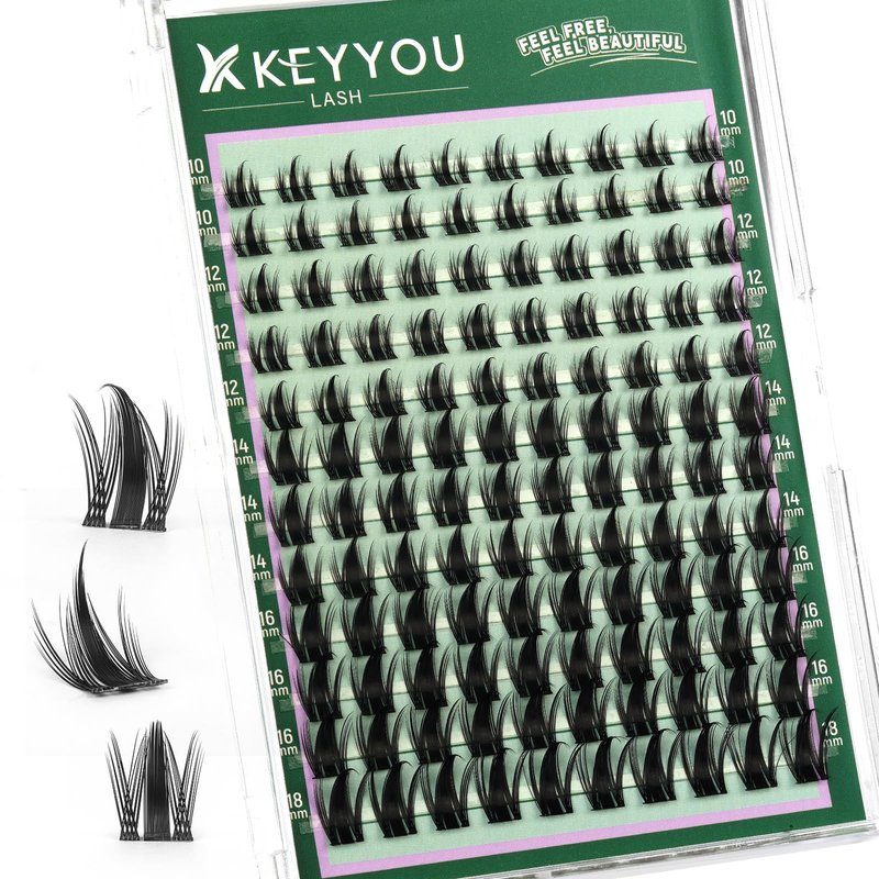 KEYYOU Manga Lash Clusters Fairy Cluster Eyelash Extensions Cosplay at home Wispy False Eyelashes 10-18mm Lashes C Curl Individual Fake Eyelashes Extension with Spikes Easy to Apply for Beginner