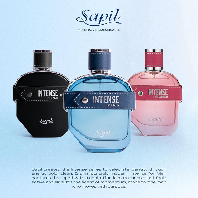Sapil Intense Eau de Toilette for Men - Long Lasting Spicy Perfume with Lemon, Cardamom & Vetiver | 3.4 oz / 100ml