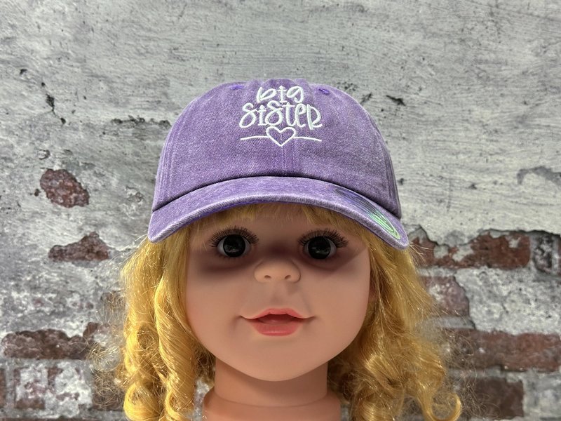 Hepandy Big Sister Gifts for Girls, Washed Purple Embroidered Baseball Cap for Children, Adjustable Snapback Hat Dad Hat for Kids Child