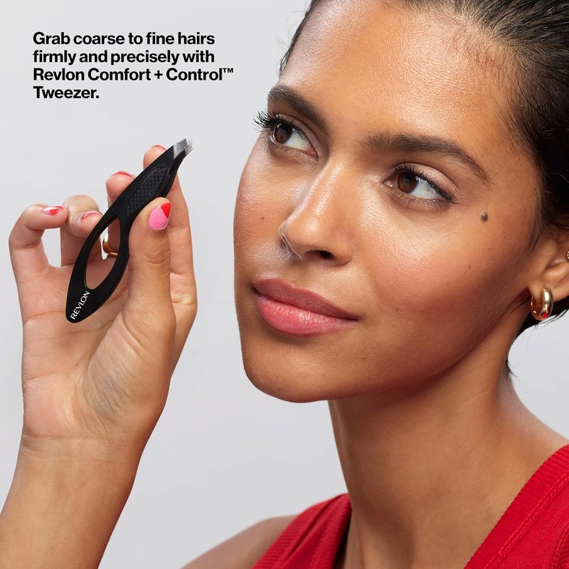 Revlon Comfort & Control Tweezer - Easy Grip Eyebrow Tool for Precise Hair Removal | 1 Count