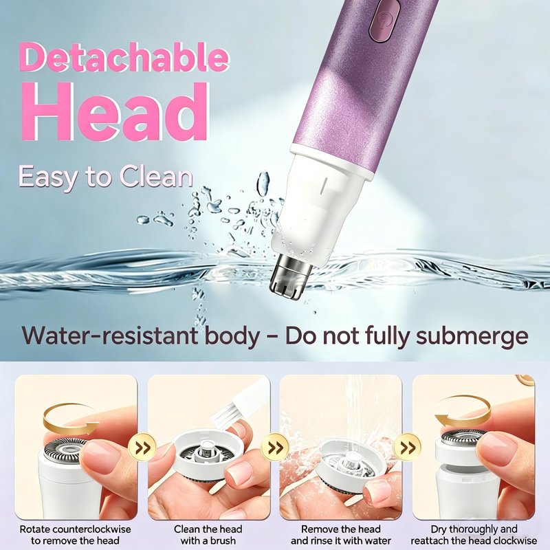 RUIM Electric Nose Hair Trimmer for Women, 4-in-1 Painless Facial Grooming Kit with Eyebrow Trimmer, Nose & Ear Trimmer, Facial Shaver - USB-C Rechargeable, Waterproof, LED Display