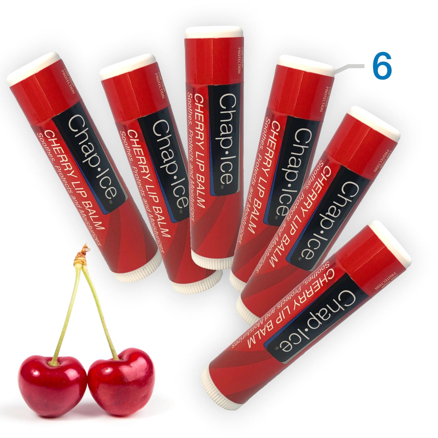 Cherry Lip Balm – 6 Pack Lip Balm Sticks, Non-Tinted, Moisturizing & Smooth Finish