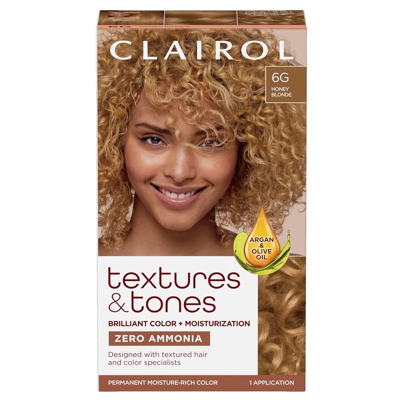 Clairol Textures & Tones Permanent Hair Dye - 6G Honey Blonde | Ammonia-Free, Moisture-Rich Formula with Argan & Olive Oil