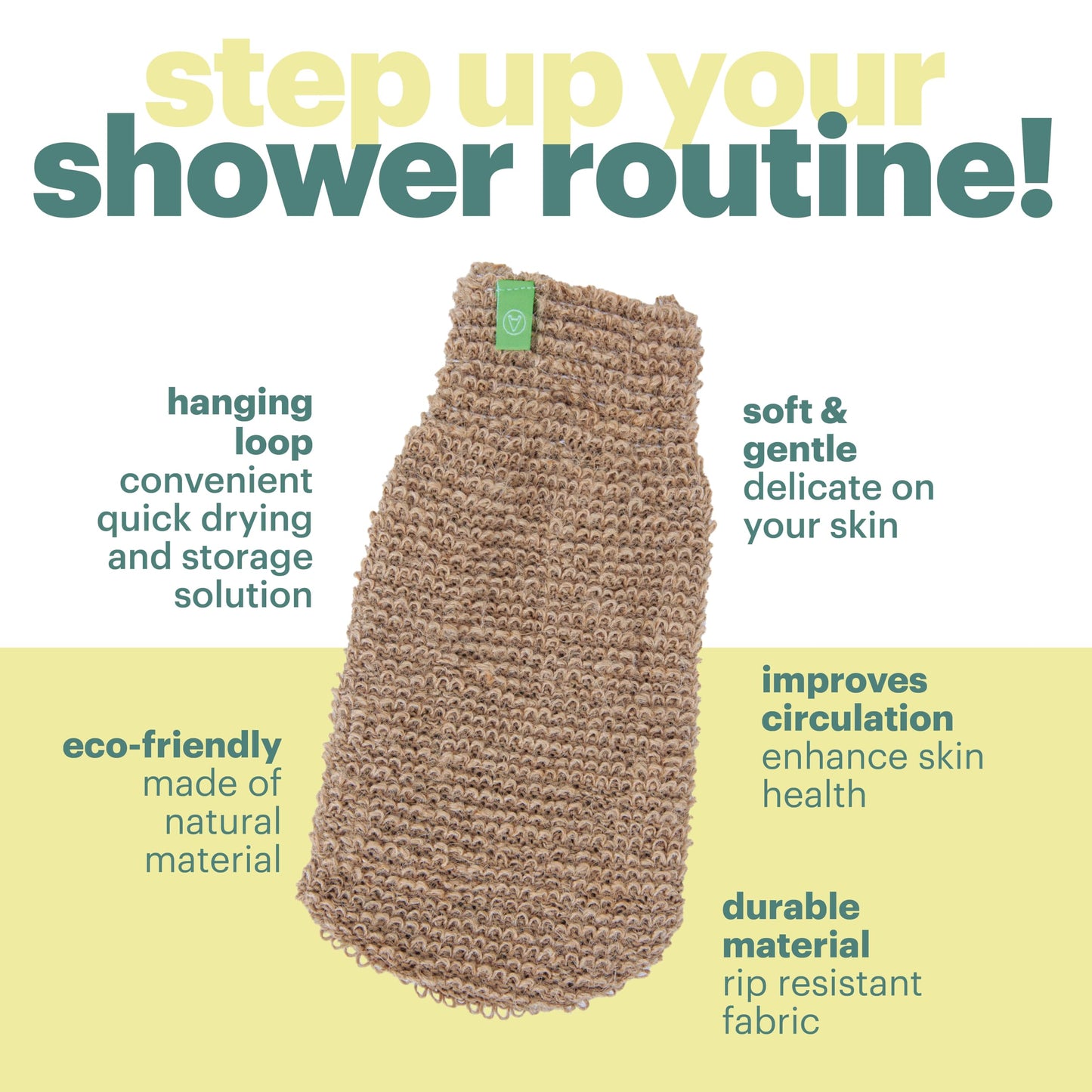 Cleansing Sisal Mitt by Afterspa, Body Scrubber Shower Mitt, Body Exfoliator, Vegan and Cruelty Free