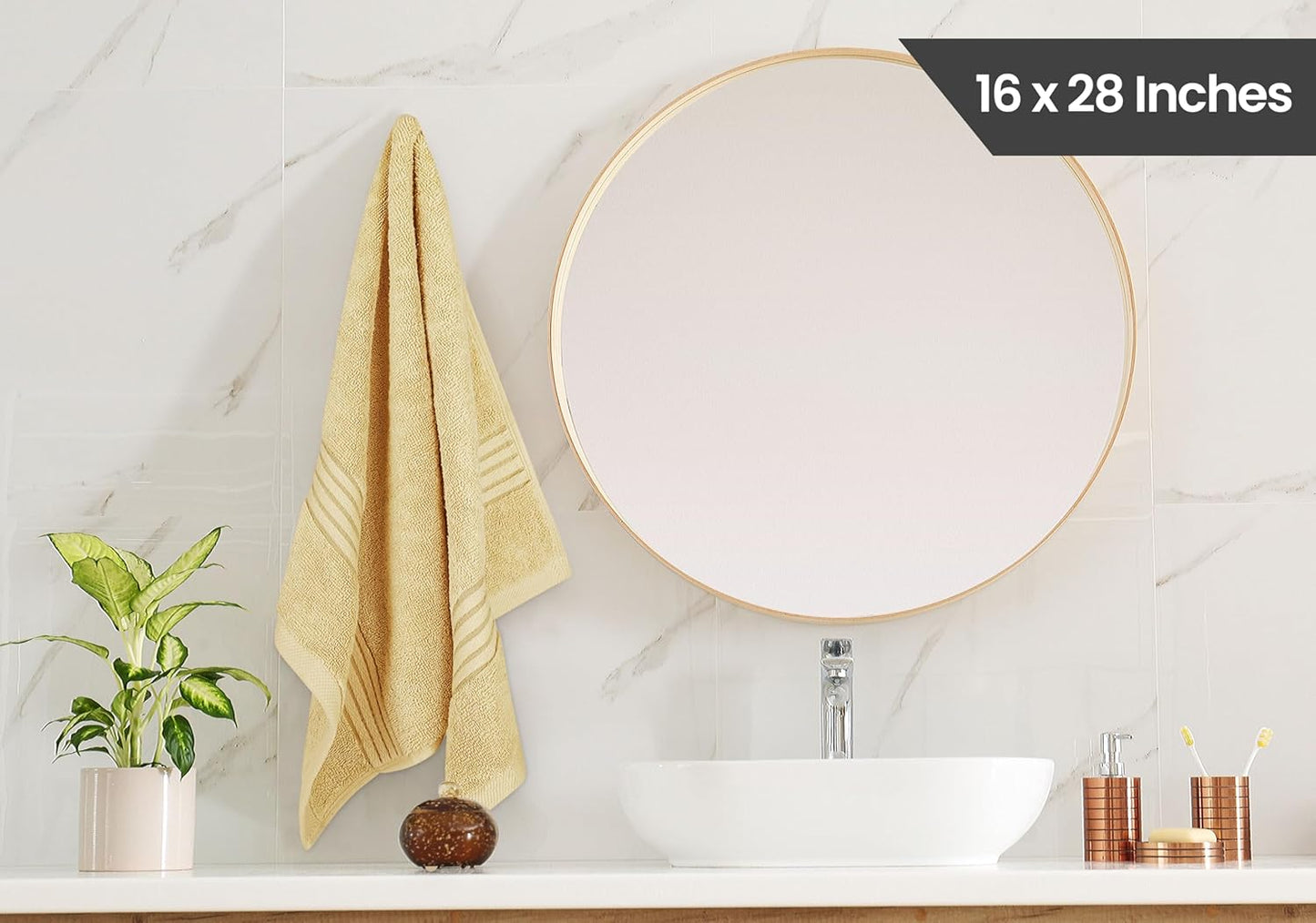 Utopia Towels - Premium 6-Piece Hand Towel Set | 100% Cotton, Lightweight & Absorbent - 16" x 28", Beige