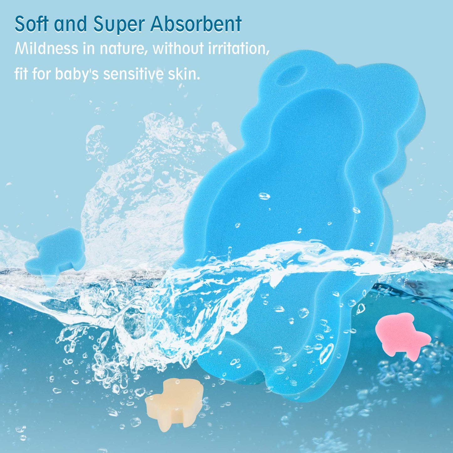 KECUCO Baby Bath Cushion Infant Sponge Mat, Toddler & Newborn Bath Pad - Blue