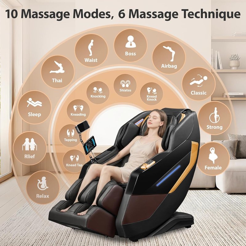 Full Body 4D Zero Gravity Massage Chair - Shiatsu Recliner with Lumbar Heat, 57.1" SL-Track, AI Voice, Bluetooth, 40 Airbags