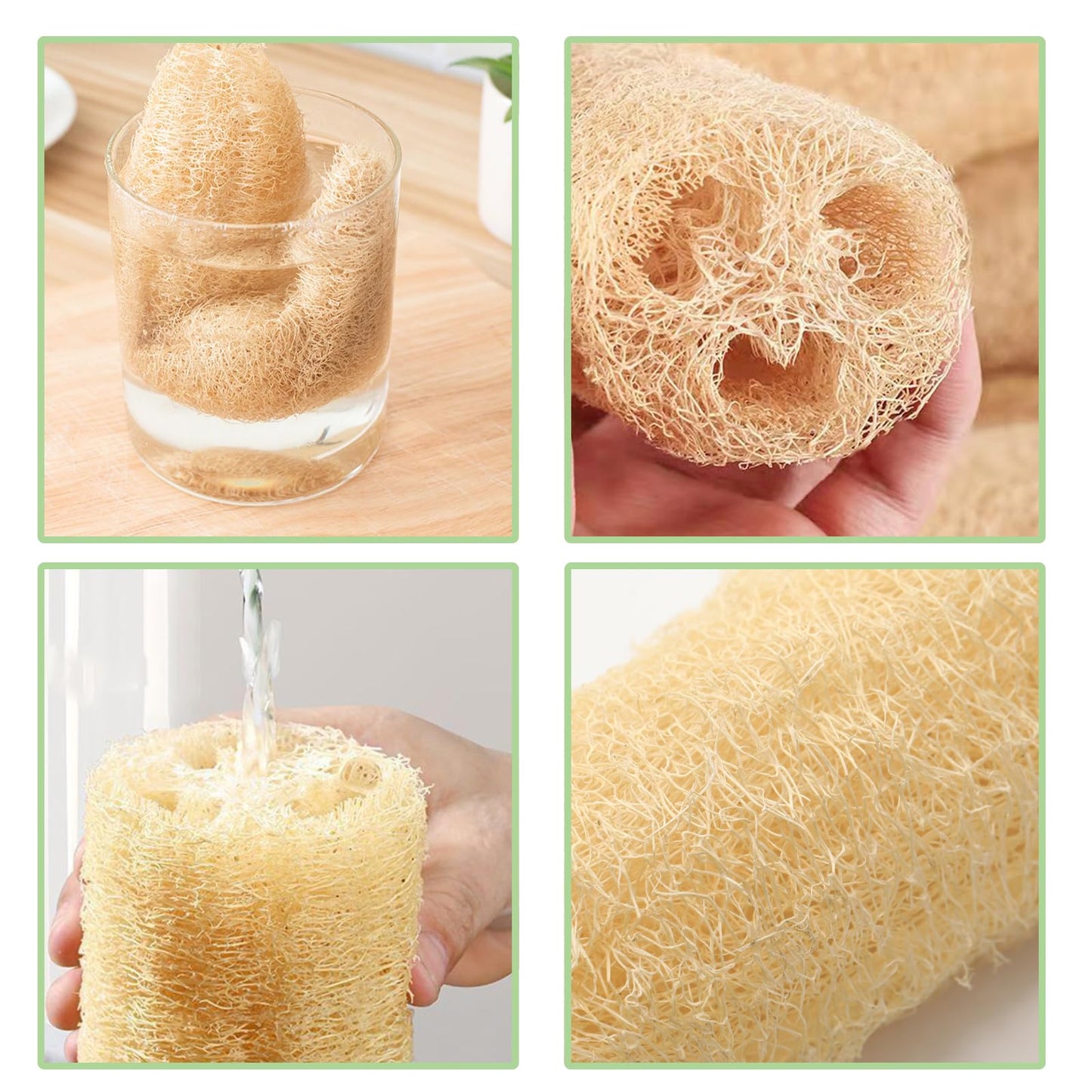 Wuyituart 13.8-15.7 Inch Natural Loofah Sponge 3 Pack Organic Reusable Shower Loofah Exfoliating Body Scrubber