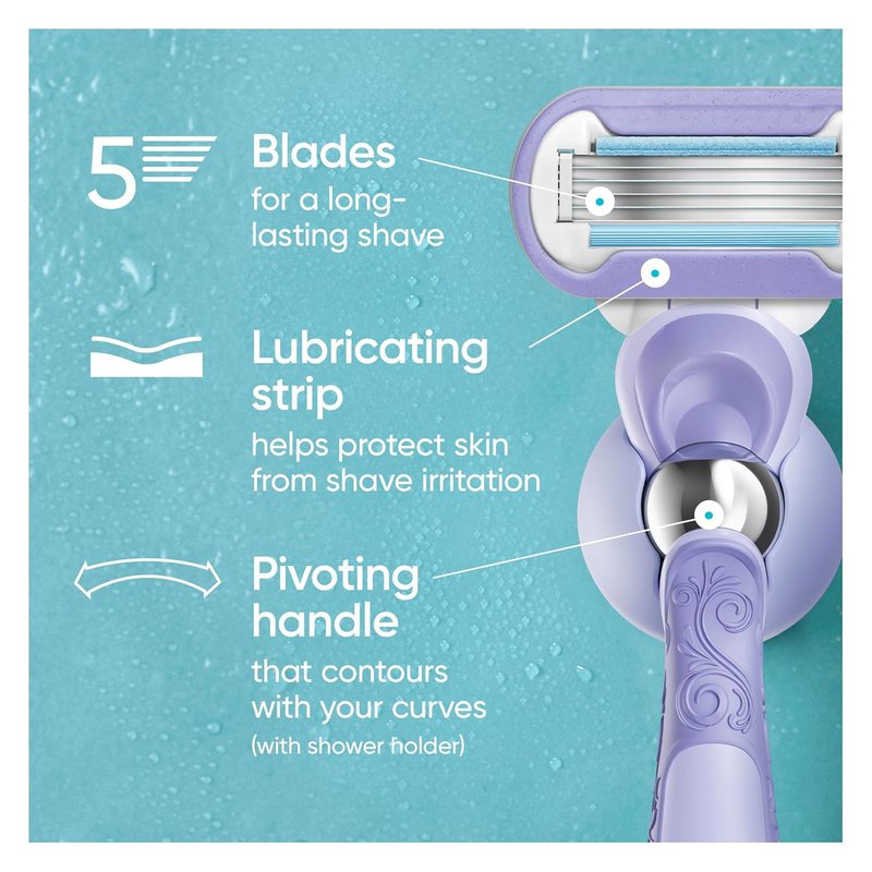 Gillette Venus Women's Razor Handle with 2 Blade Refills - Smooth Swirl Design