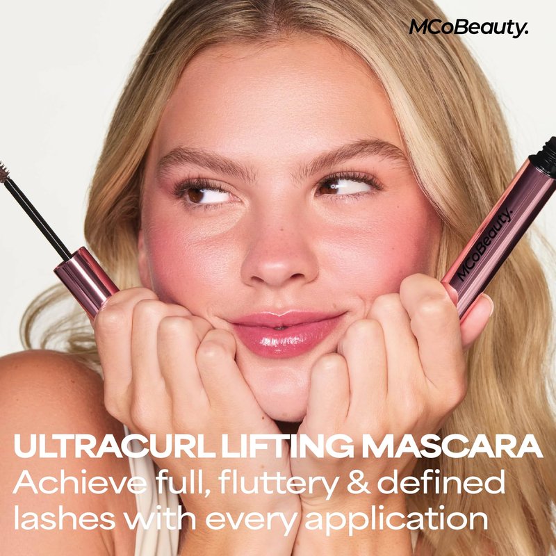 MCoBeauty UltraCurl Lifting Mascara - Black - Buildable Lengthening, Volume & Curl Lash Definition - Eye Makeup with Curved Brush - Vitamin E Jojoba Oil Conditioned Lashes - Vegan & Cruelty Free