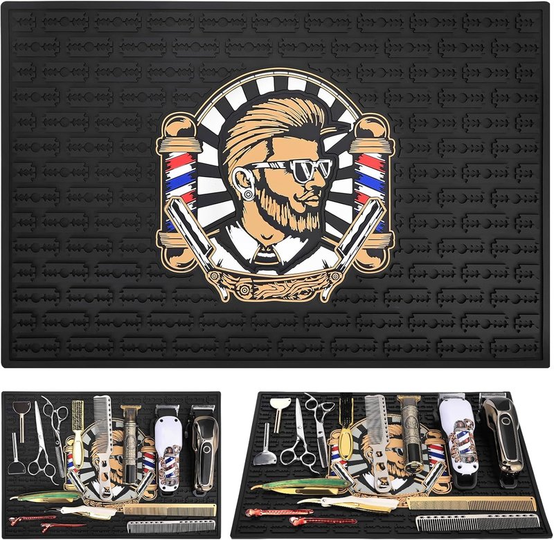 Non-Slip Barber Mat - Flexible Rubber Station Pad for Hair Styling Tools | 17.7"x11.8" Countertop Protector