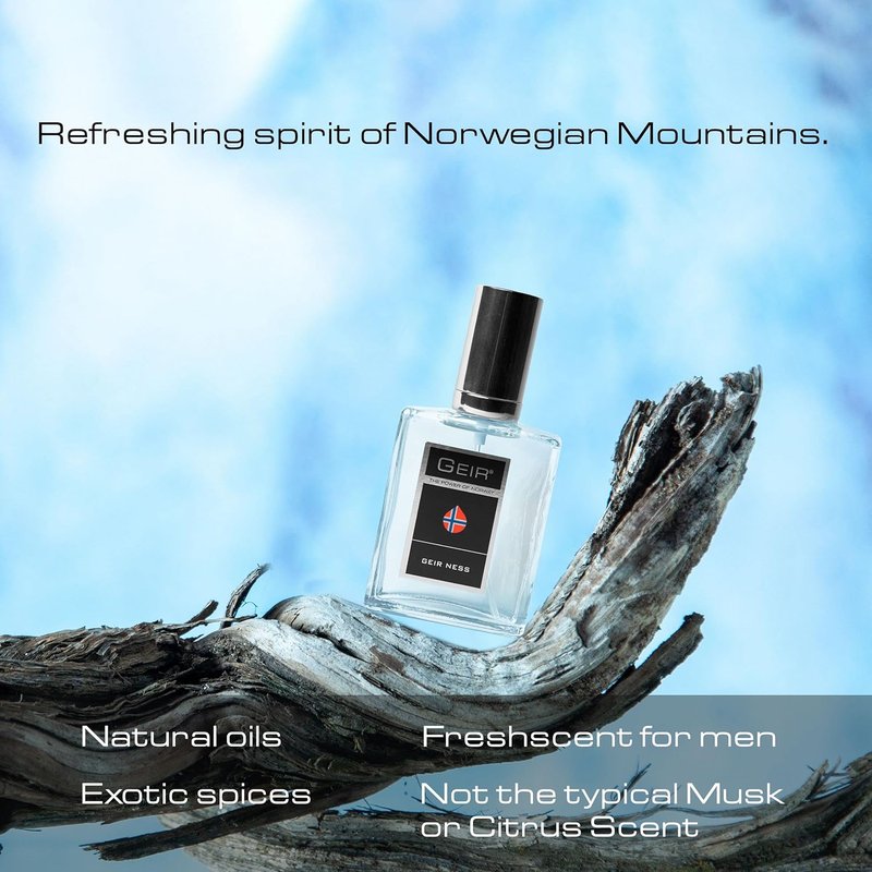 Geir Ness Eau de Parfum Spray for Men - Long-Lasting Fresh Norwegian Mountain Scent - 3.4 oz