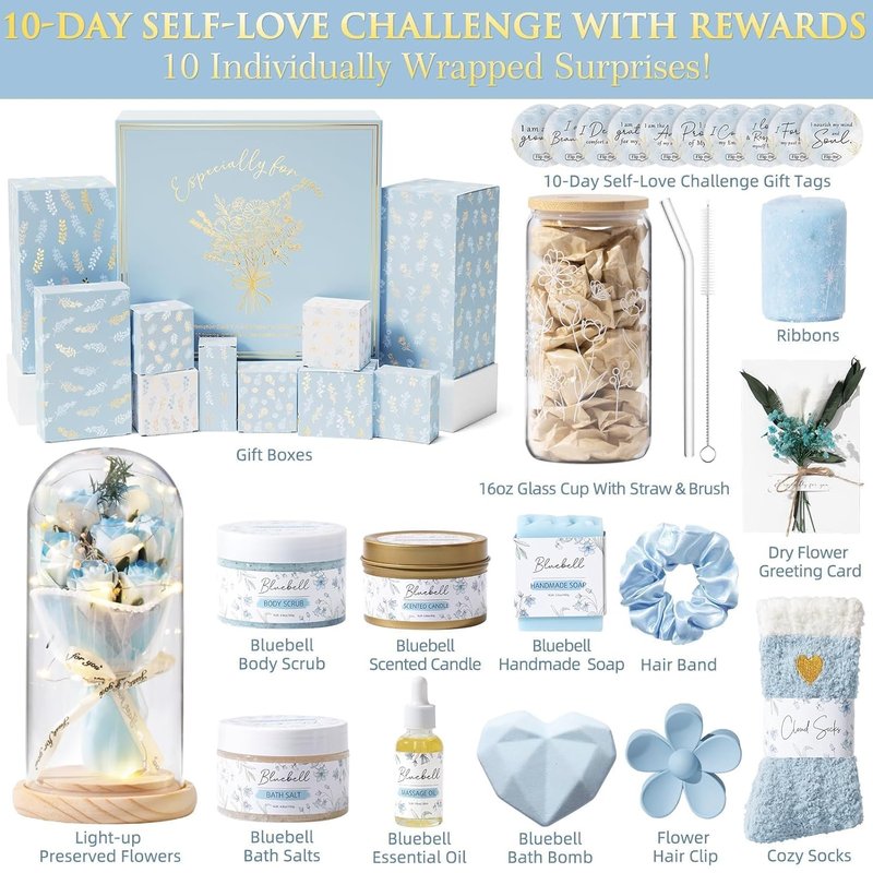 Luxury Self-Care Bath Set - 10 PCS Spa Gift Basket for Women & Teen Girls | Perfect Birthday & Mother's Day Gift