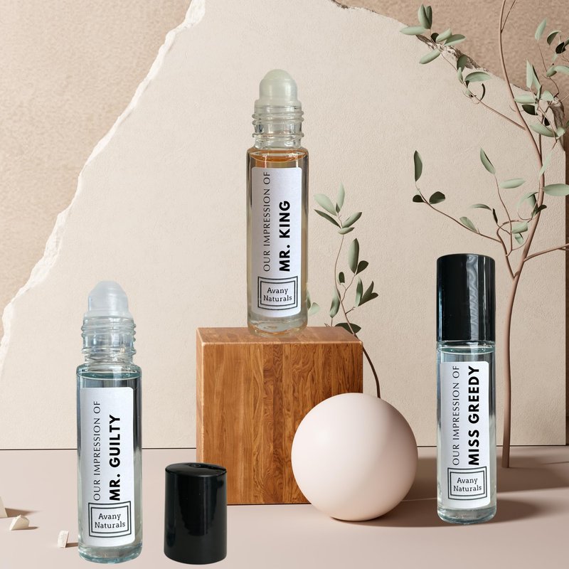 Avany Naturals Replicant Cologne For Men - Mini Fragrance Body Oil, Sample Cologne for Men, Roller Perfume, 4 Pc (Manly Set)