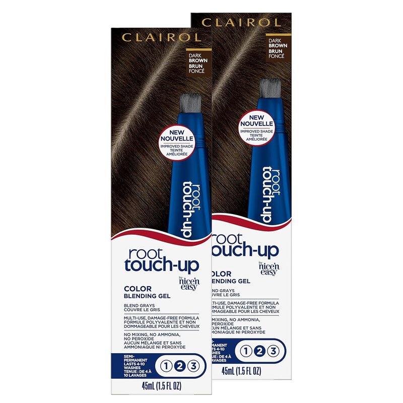 Clairol Root Touch-Up Hair Color Gel - Blend Gray Hair Effortlessly | 4 Dark Brown | Pack of 2