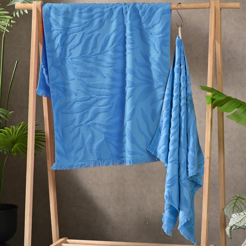 Premium Jacquard Monstera Bath Towel Set - 2-Pack (27.5x55 Inch) 100% Cotton , Quick-Drying & Absorbent Spa-Grade Towels with Luxe Tassel Trim | Hotel-Style Bathroom Linens in Emerald Green