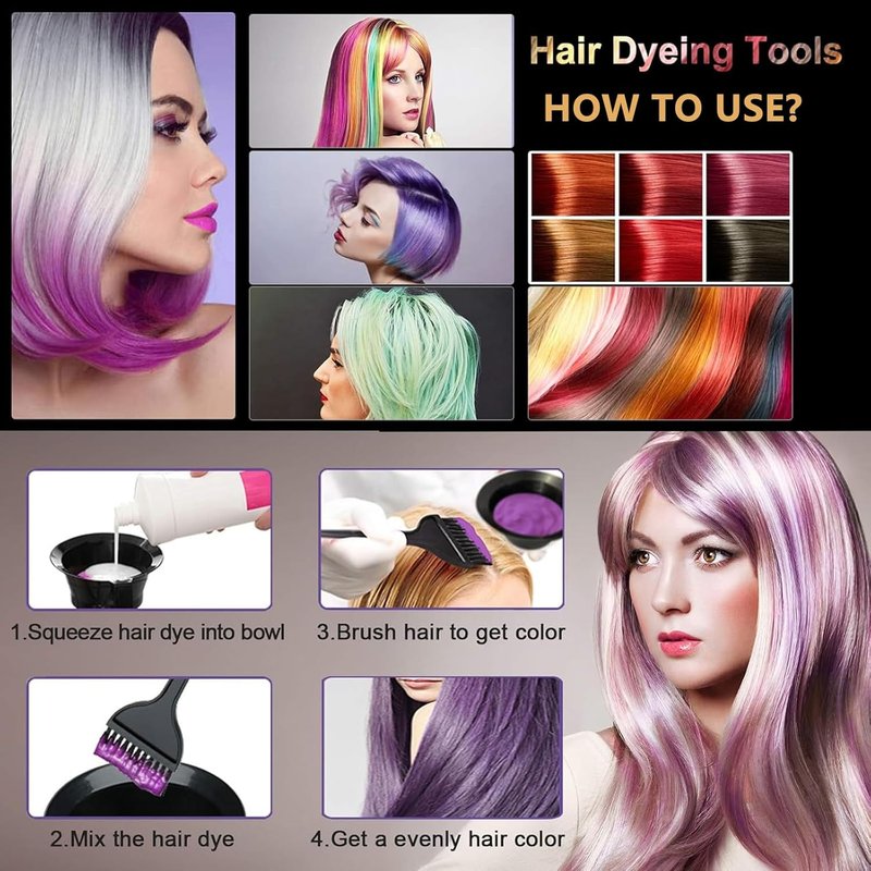 CREATESTAR Hair Dye Brush and Bowl Set - 15 PCS Professional Salon Coloring Kit | At-Home Dye Accessories