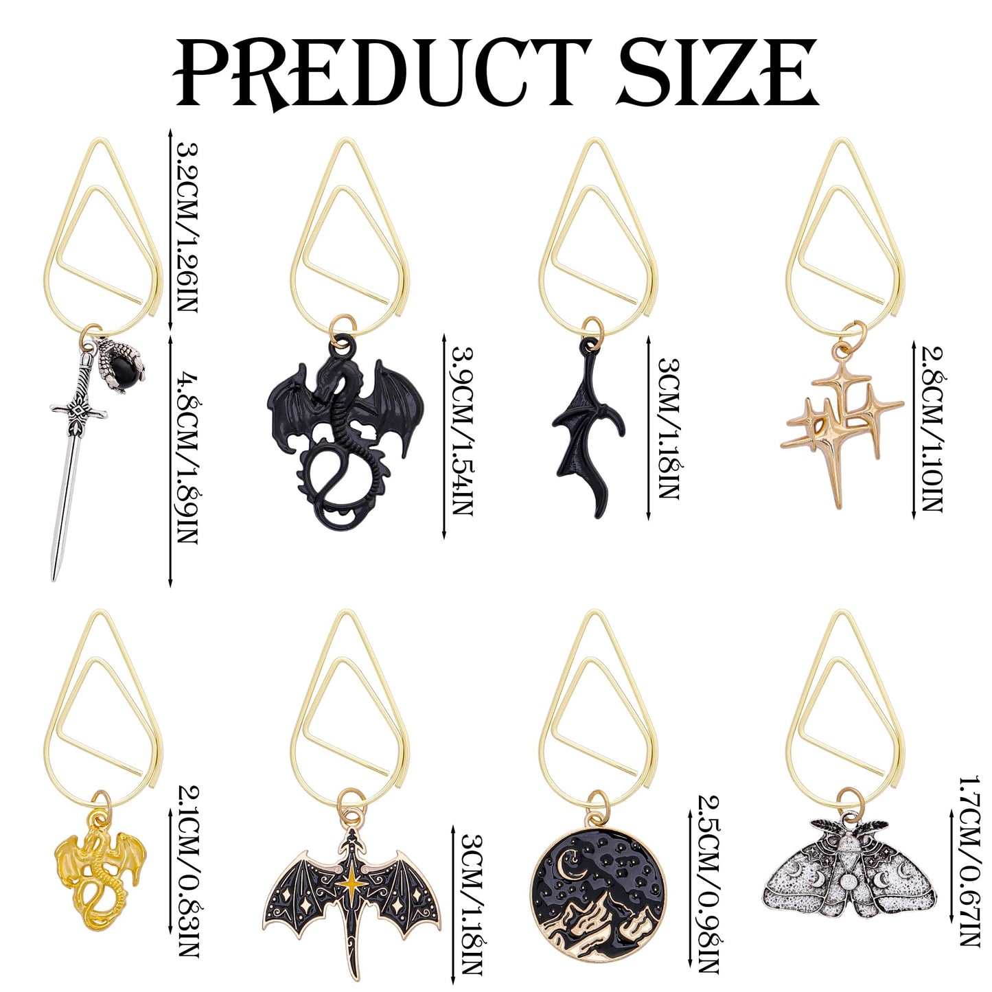 Berirexrion Fantasy Dragon Sward Bookmark - 8 PCs Cool Acotar Fourth Wing Paperclip Book Marks Personalized Charm Page Markers Gifts Reading Lovers Novel Fans Women Men Boy Student School Accessories