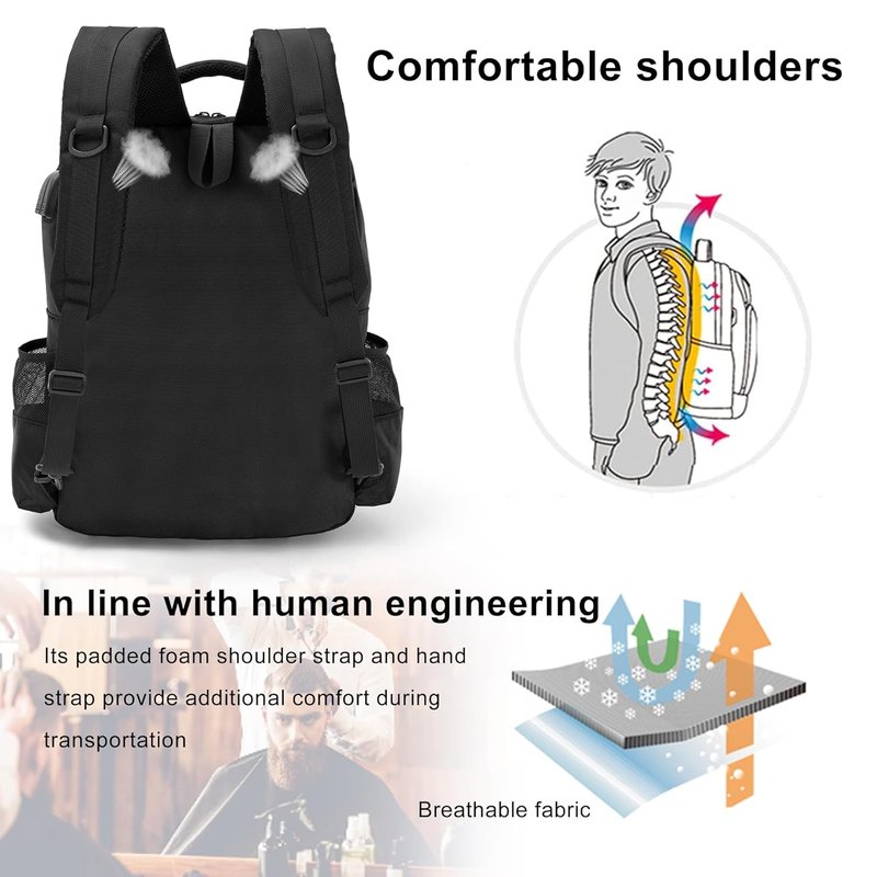 Portable Barber Supplies Bag - Travel Backpack Organizer for Clippers & Tools with USB Port | Ideal for Hairstylists