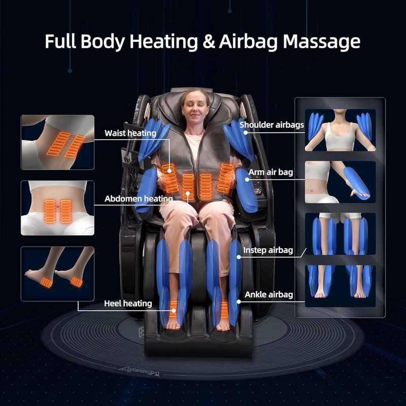 4D Massage Chair - Full Body Shiatsu Recliner with Heat & AI Voice Control | Zero Gravity Design, Foot Roller, 3-Zone Heating