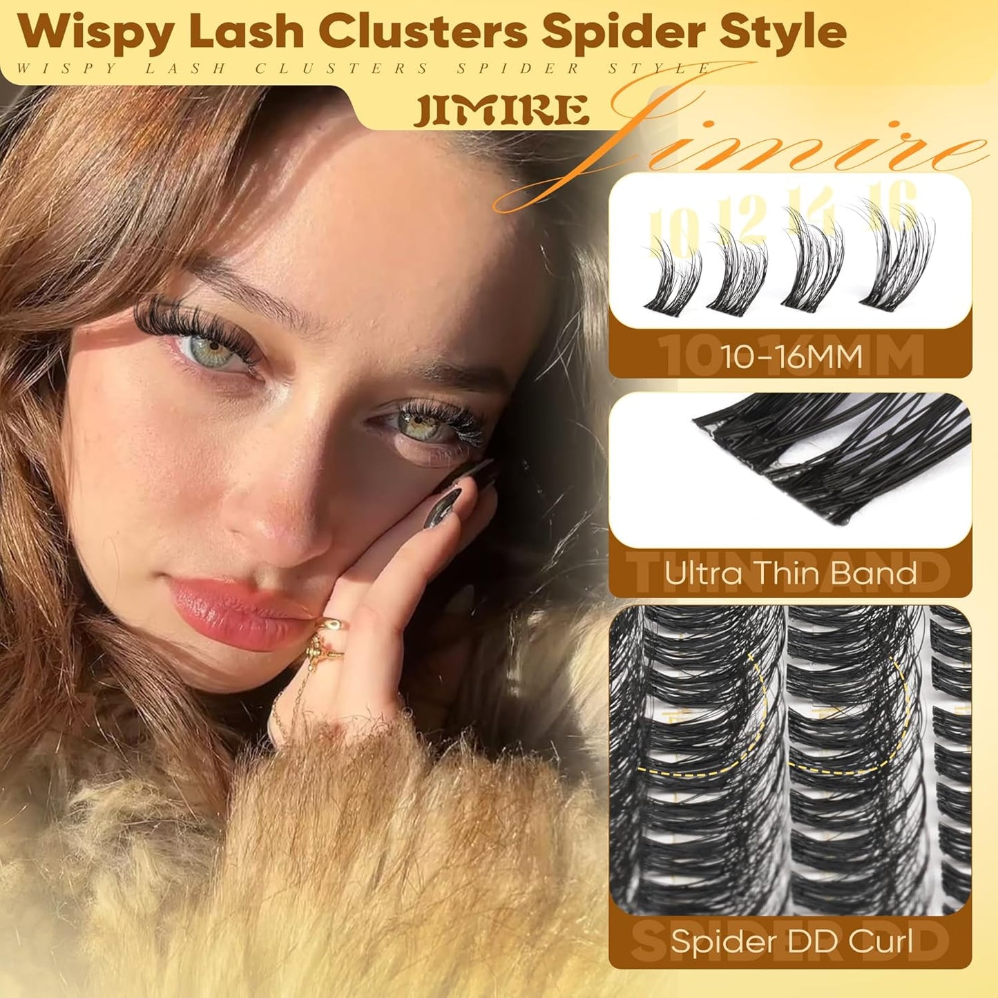 Spider Lash Clusters - Wispy Natural Eyelash Extensions | Fluffy CC Curly Lashes 10-16MM, 160 Pcs for Stunning Makeup
