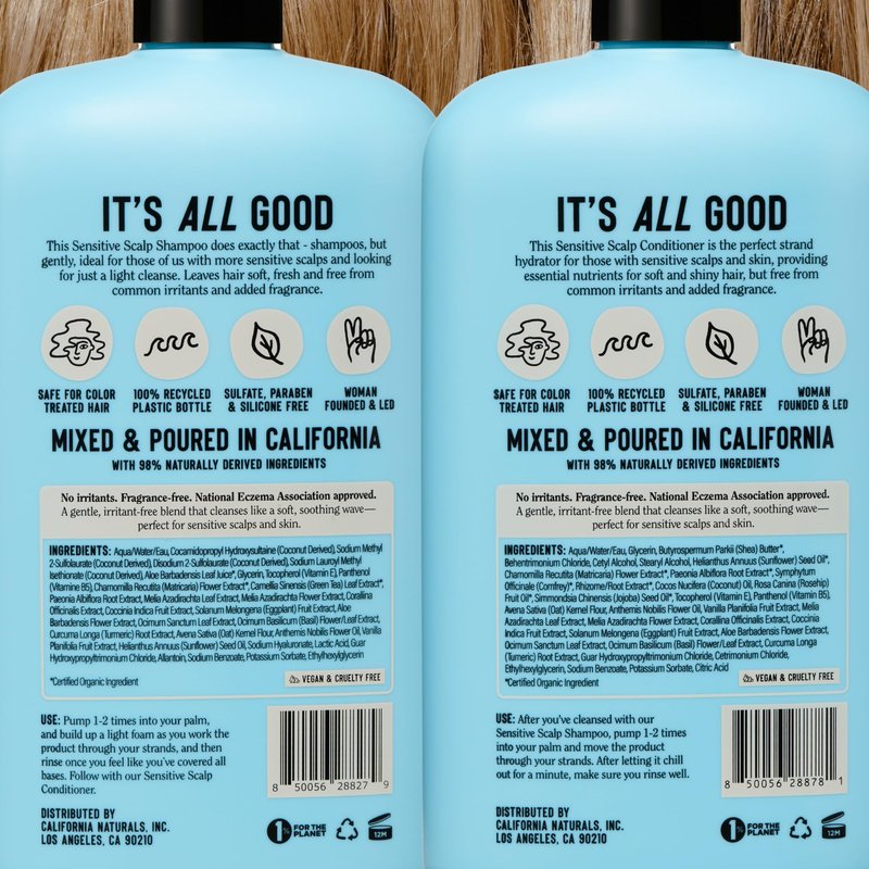 California Naturals Sensitive Scalp Shampoo & Conditioner Set, Soothing & Gentle for All Hair Types, Fragrance Free, Colloidal Oat & Chamomile, Paraben, Sulfate Free, NEA Accepted, 16.5 oz
