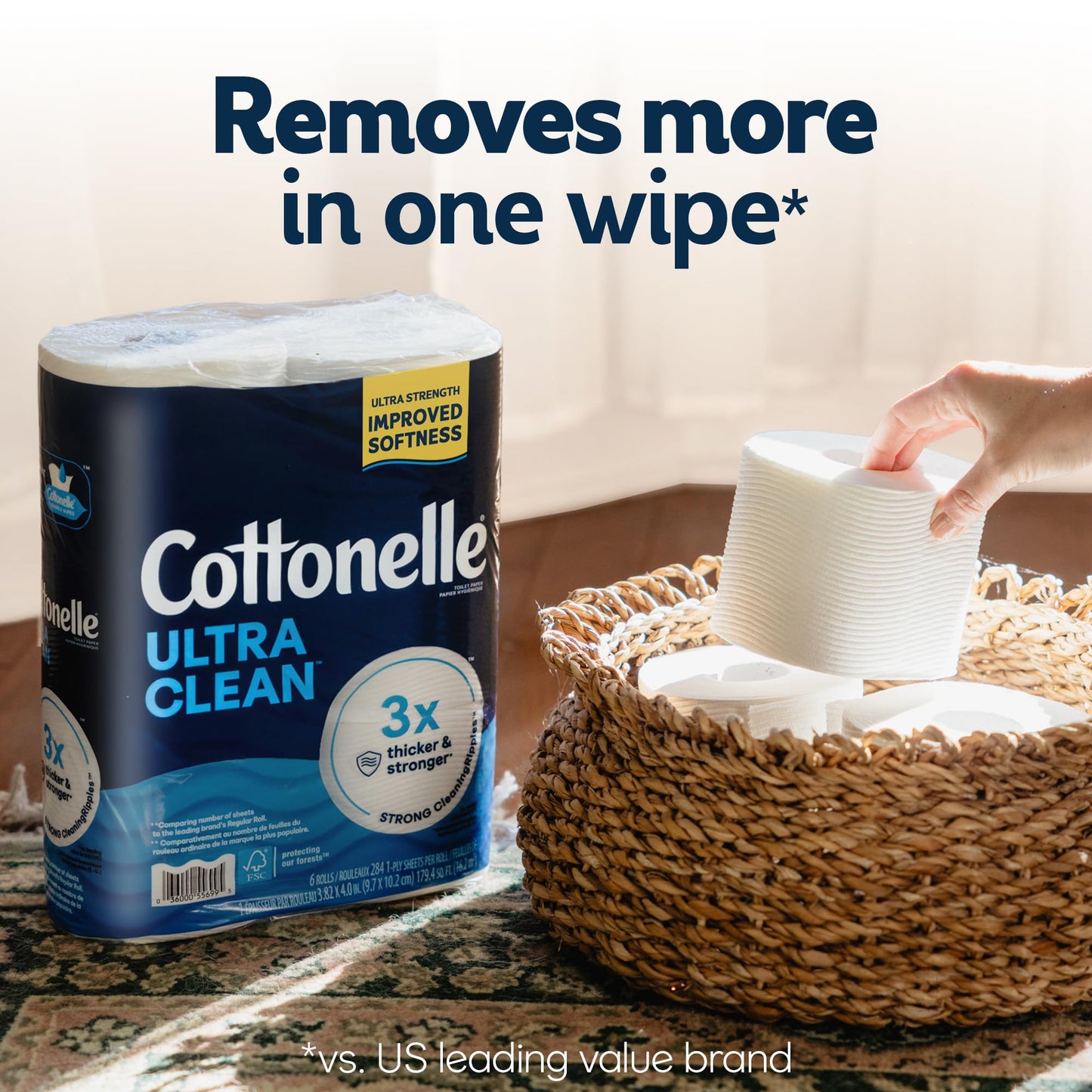 Cottonelle Ultra Clean Toilet Paper, 9 Mega Rolls = 36 Regular Rolls, Packaging May Vary