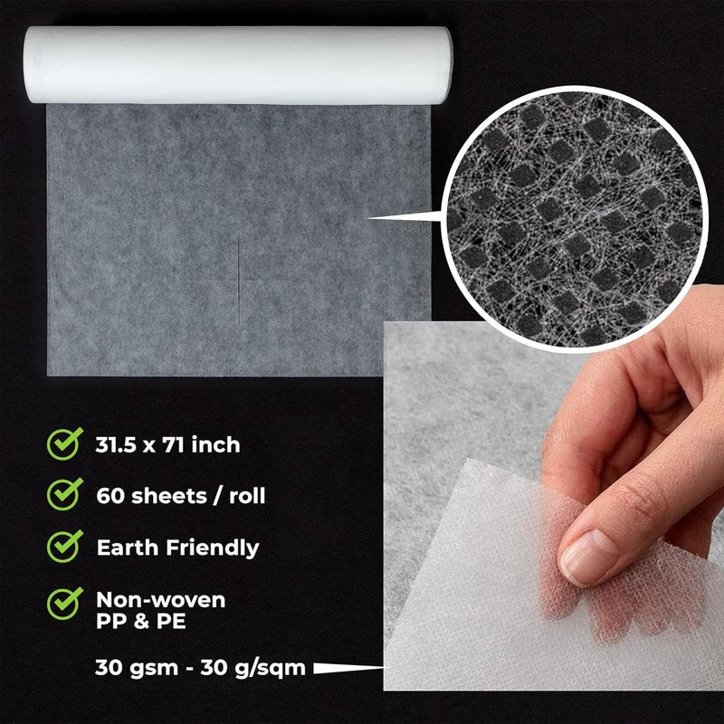 Disposable Massage Bed Cover - Non-Woven, Crinkle-Free Sheets | 60 Count, 31.5 x 71 Inches