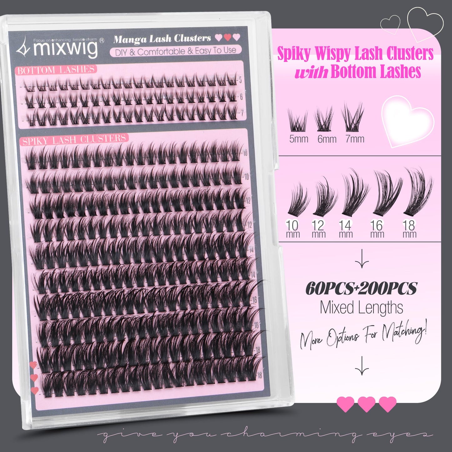 Spikes Lash Clusters Wispy Eyelash Clusters with Bottom Lashes Spiky Volume Cluster Eyelash Extensions Thick Cluster Lashes D Curly 5-18MM 60D DIY Individual Lashes by Lvmixwig