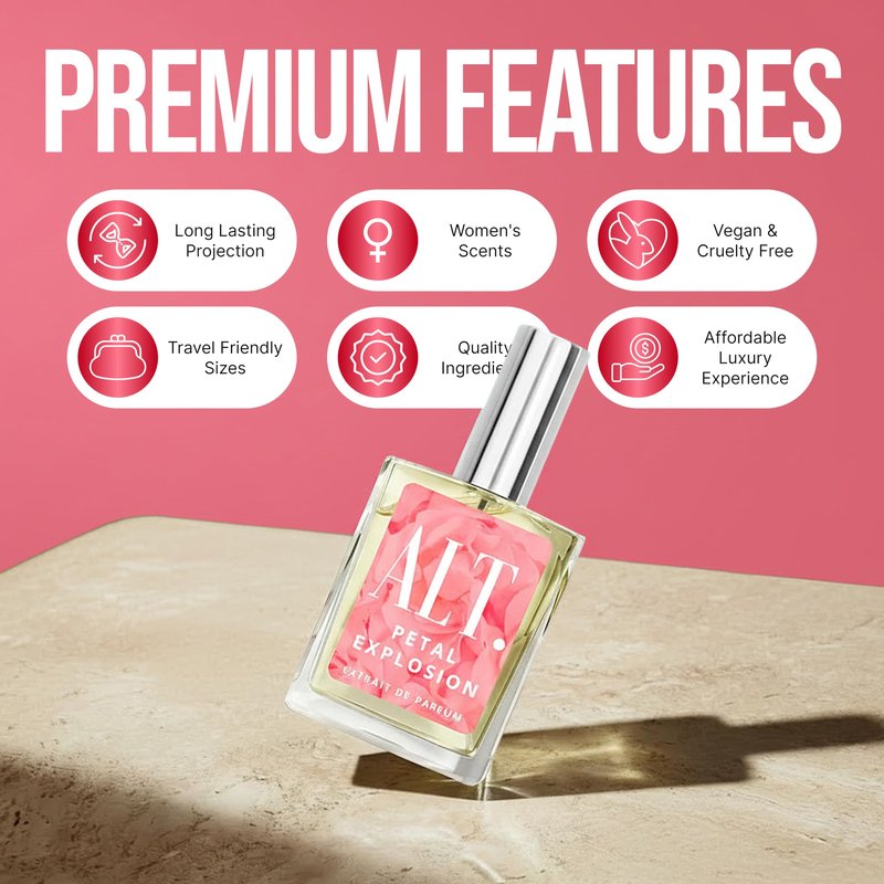 ALT. FRAGRANCES Petal Explosion - Inspired by Flowerbomb Perfume for Women, Extrait de Parfum, Long Lasting Floral Signature Luxury Women’s Fragrance, 60ml